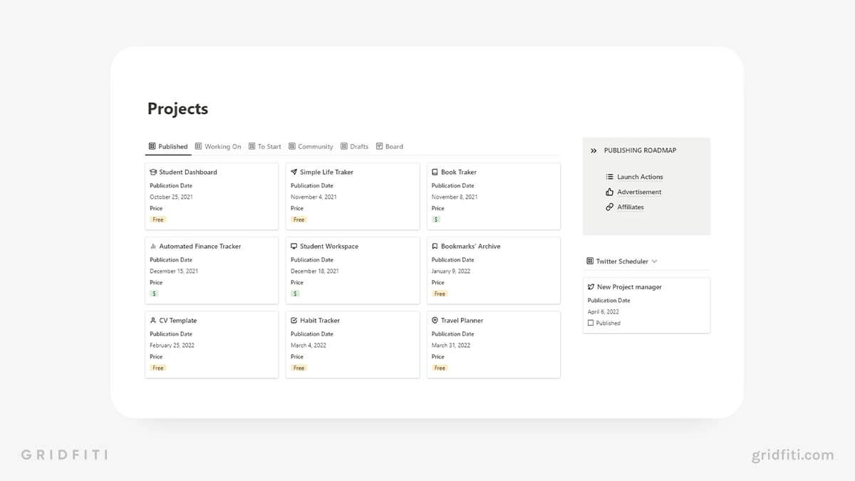 Simple Project Manager Template for Notion