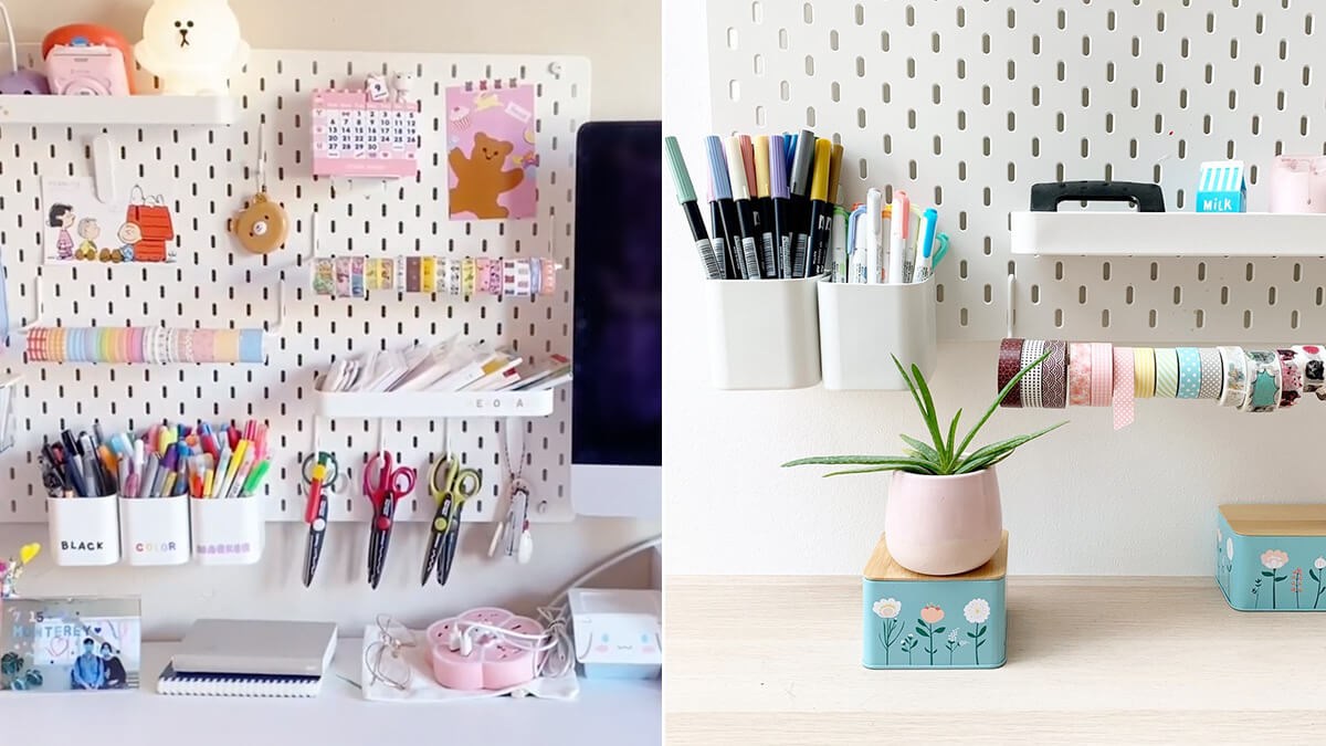 Aesthetic Pegboard Wall Desk Setup