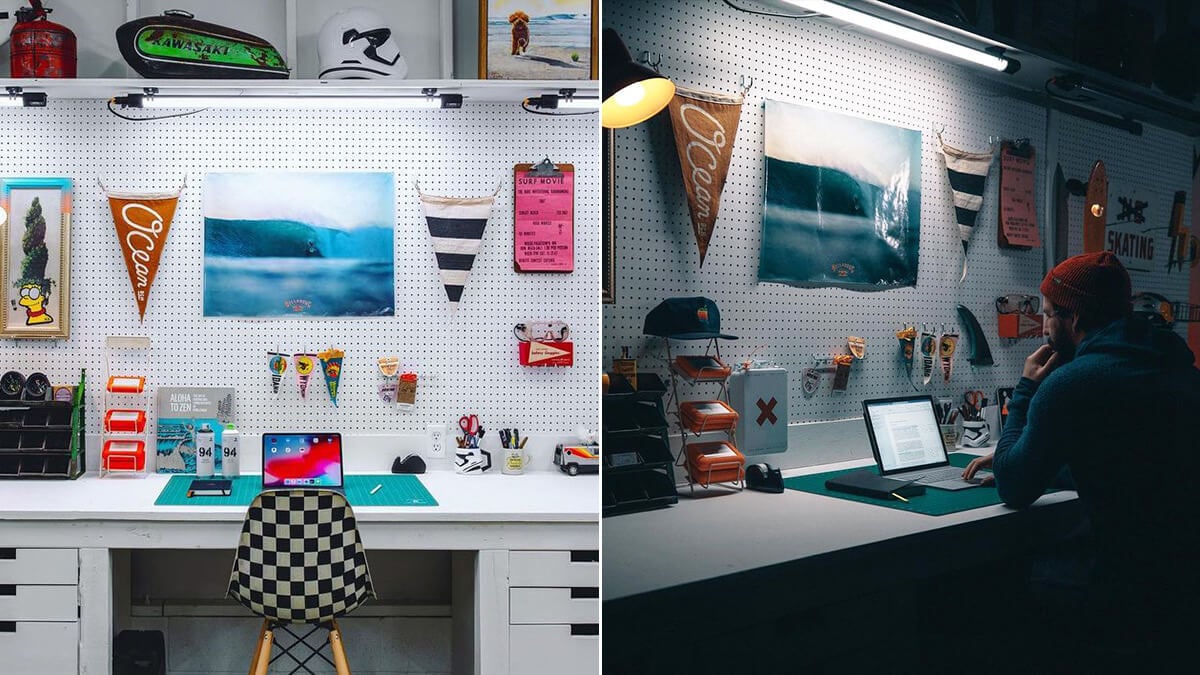 Pegboard Desk Wall Decor Idea