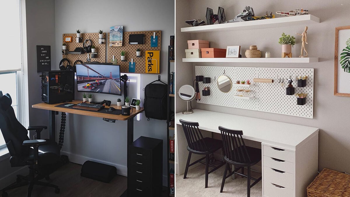 10 Pegboard Desk Ideas For Your Home Office   Gridfiti Blog PegboardDeskIdeas Double 