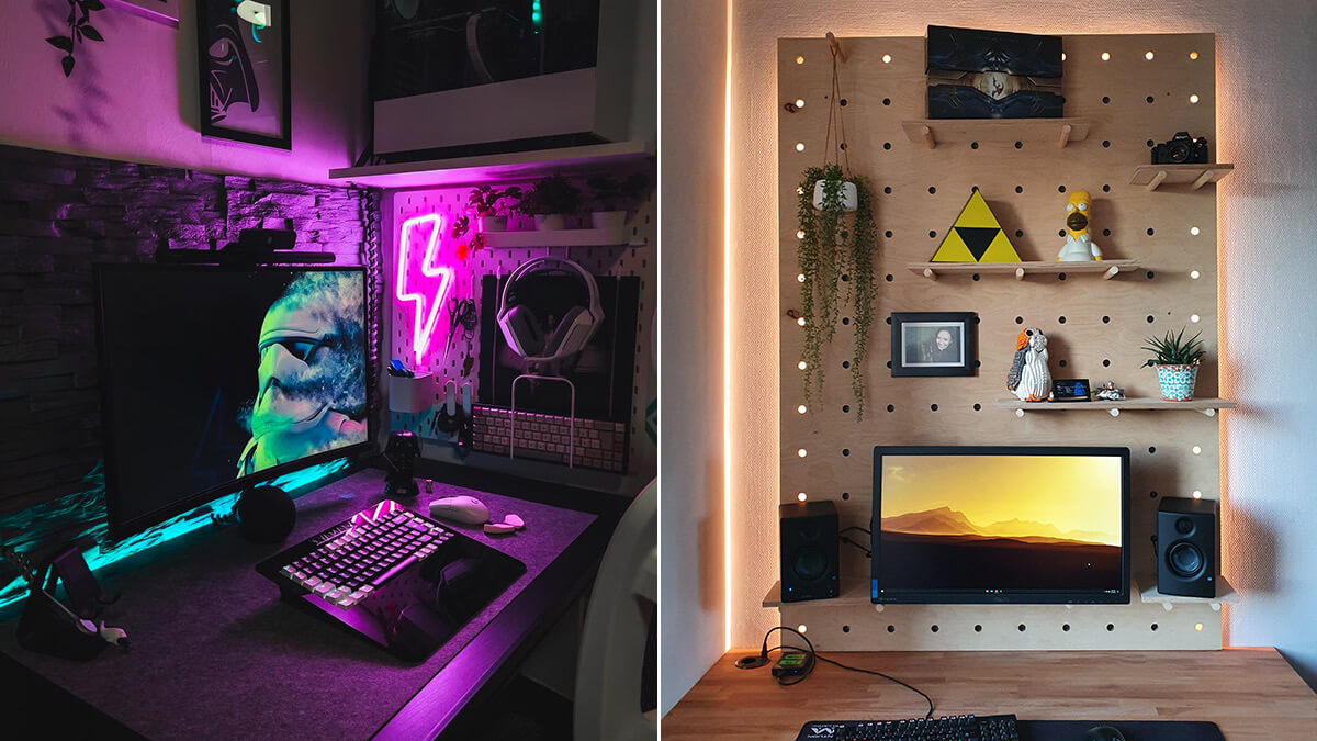 Pegboard Desk Lighting