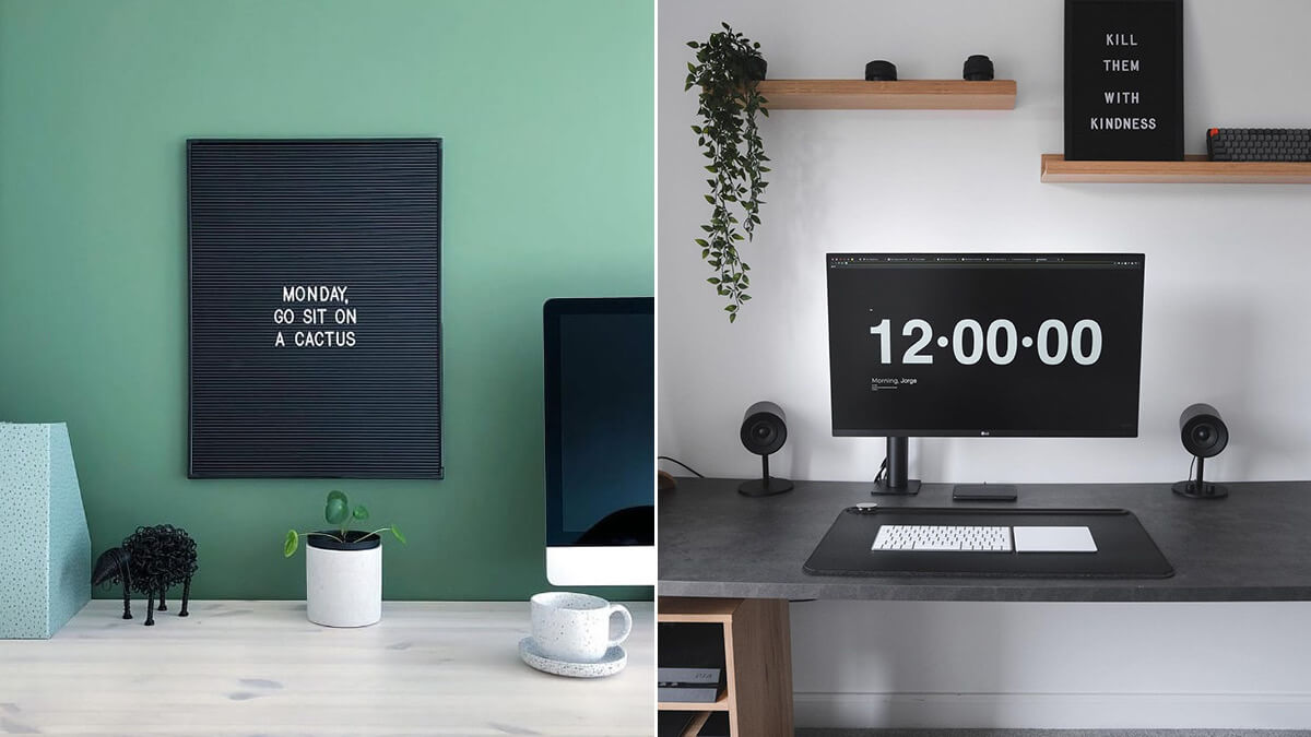 Black Letter Board Desk Setup