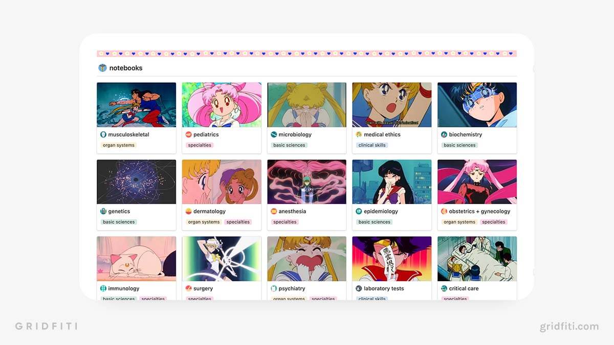 Sailor Moon Themed Student Dashboard for Medical Students
