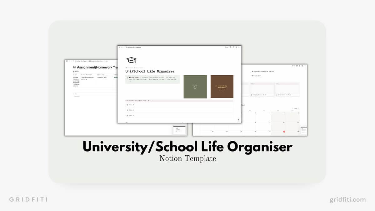 Aesthetic Minimal Notion Academic Life Organizer