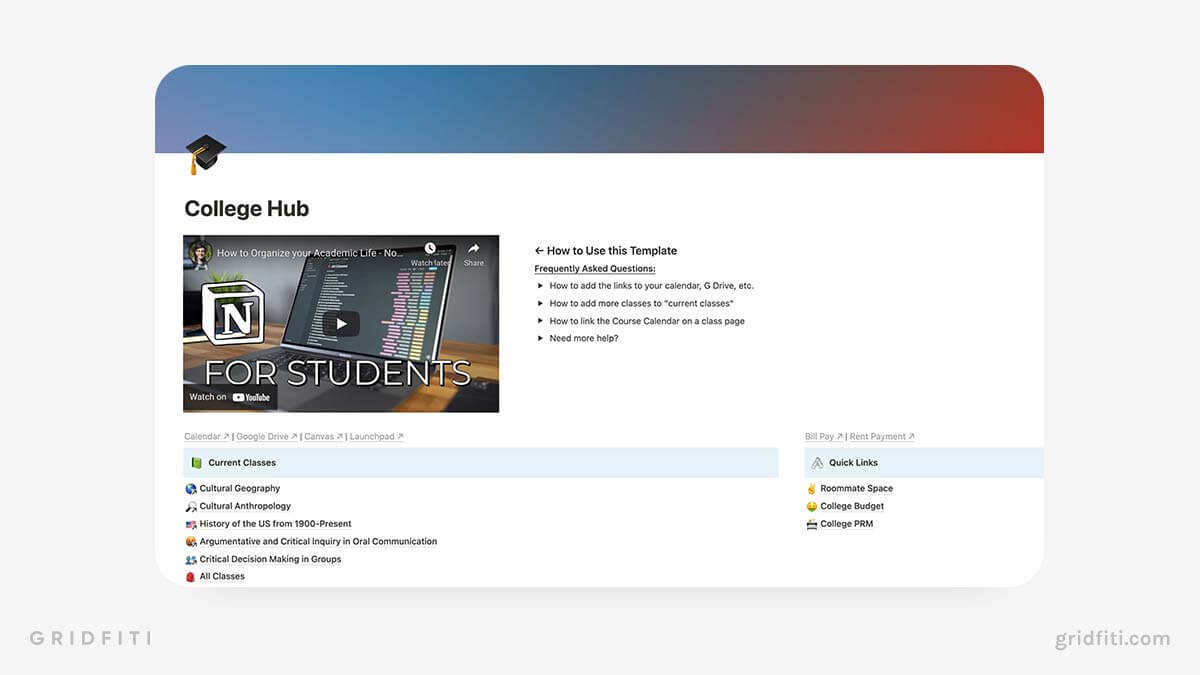 The Notion College Hub Template