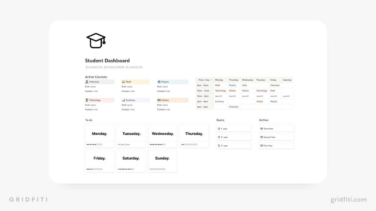 Free Notion Student Homepage