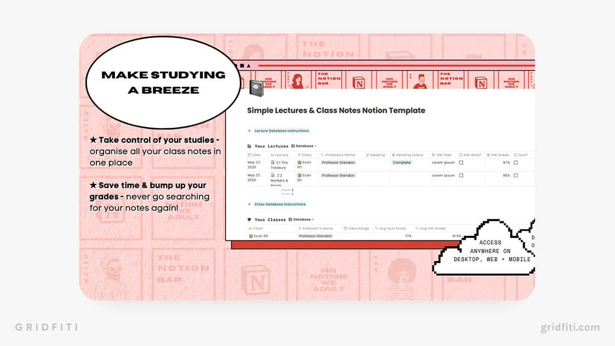 Notion Aesthetic Lectures & Class Notes