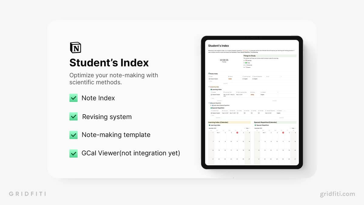 Notion Student Notes Index