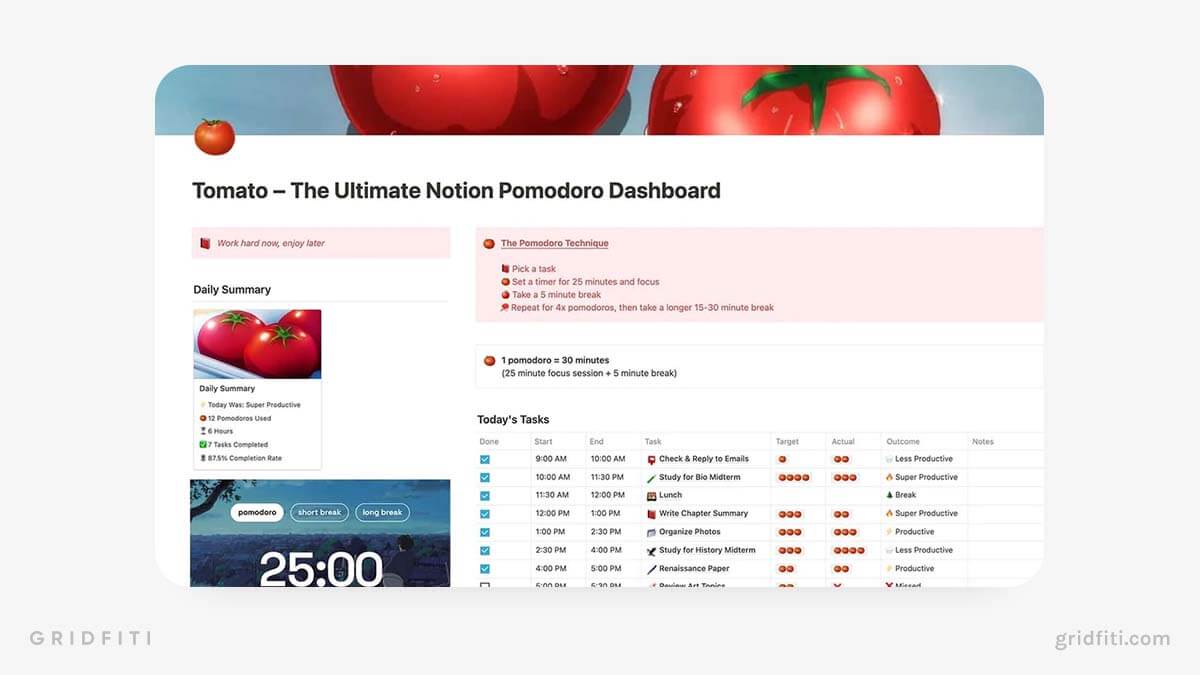 Notion Pomodoro Template