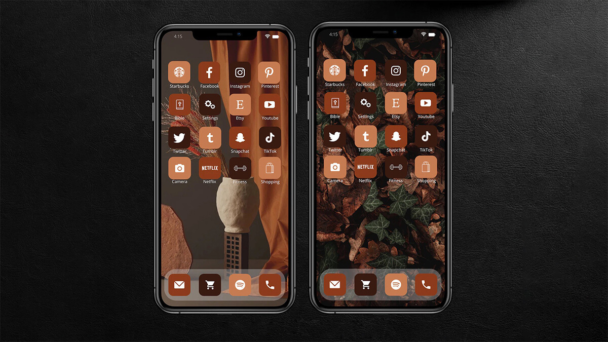 Moody Dark Fall Color Palette App Icons