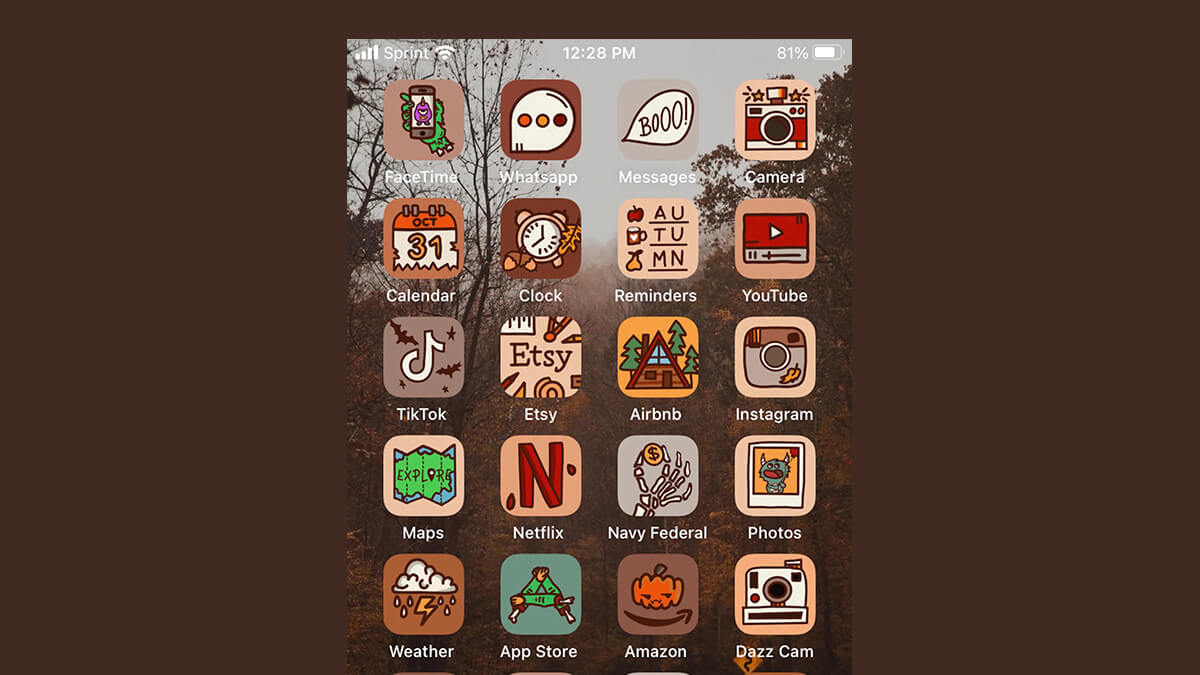 Hand-Drawn Spooky Fall Icon App Icons