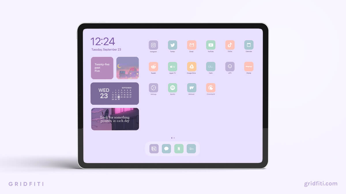 Colorful Pastel Aesthetic iPad Home Screen Idea