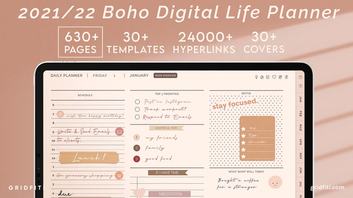 Boho Aesthetic Digital GoodNotes Life Planner