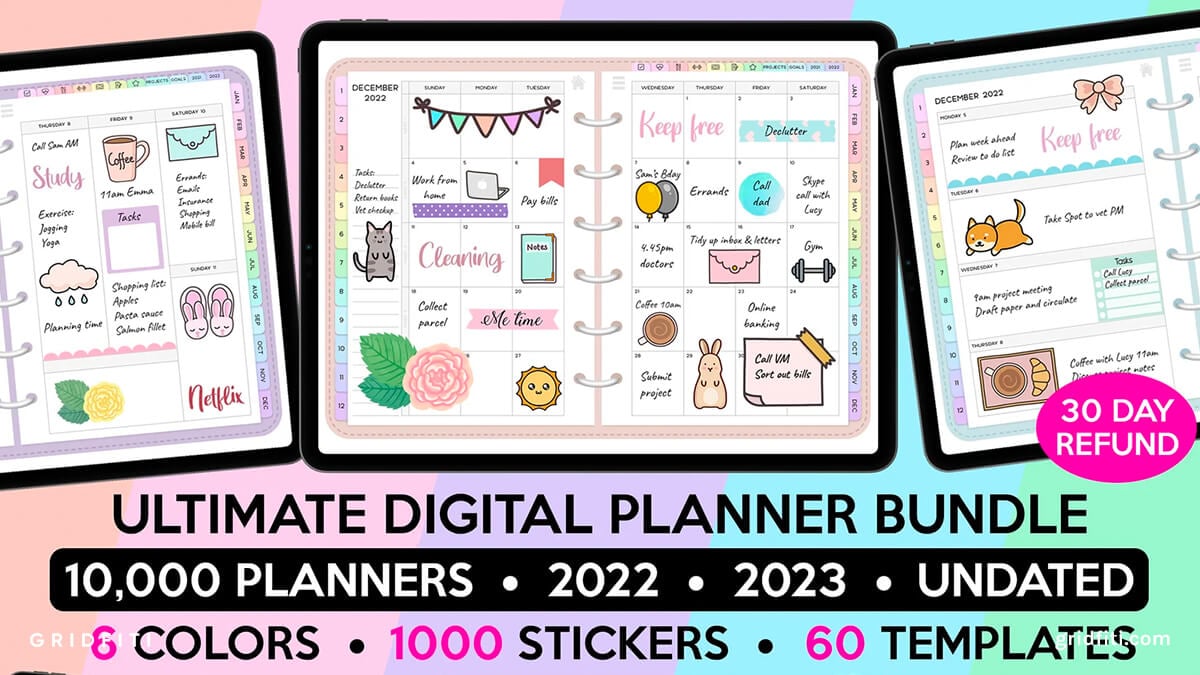 Cute Undated Digital GoodNotes Planner Template