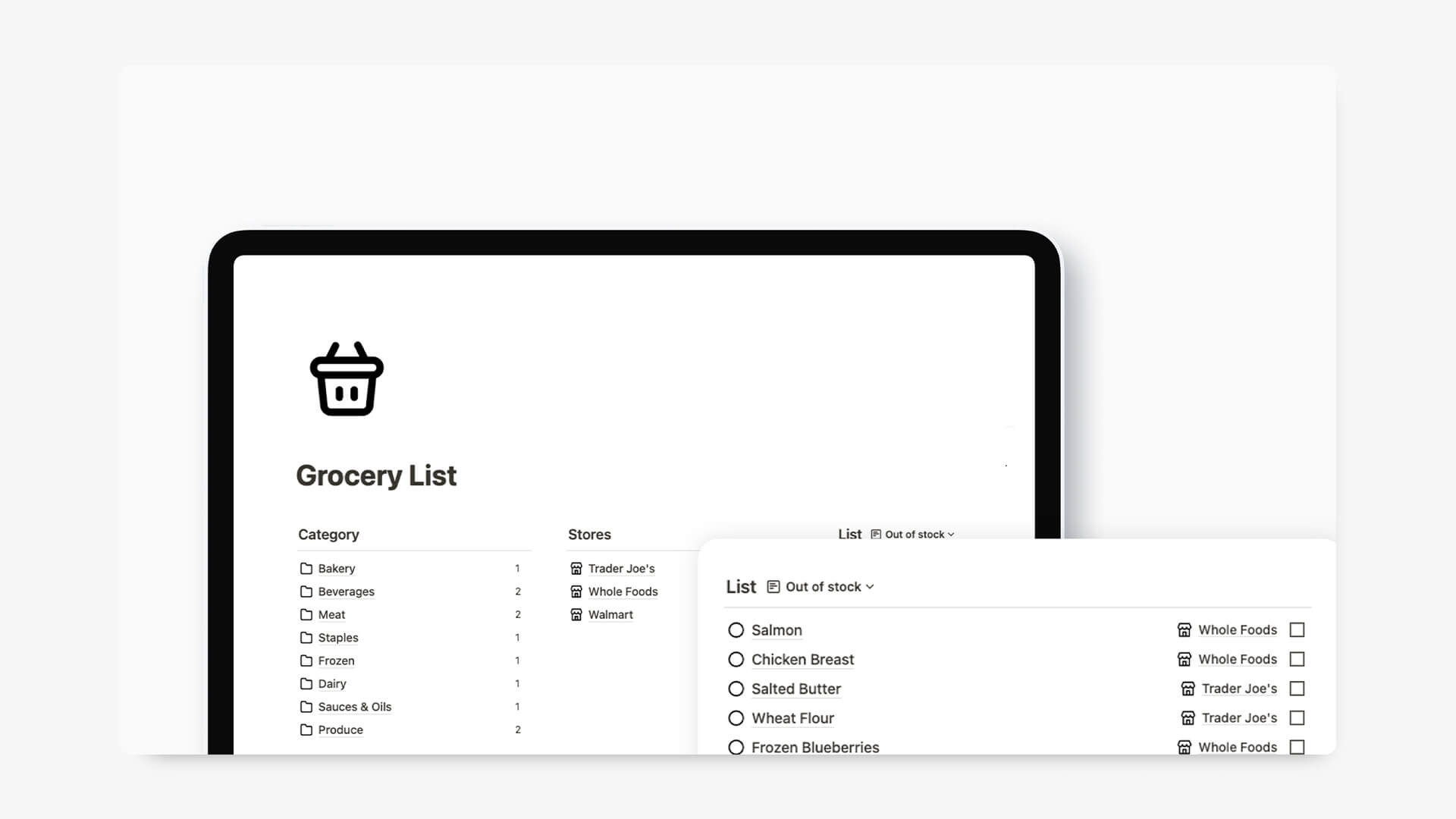 Notion Grocery List Template Free