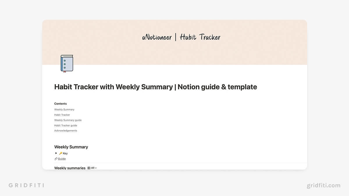 Notion Weekly Habit Tracker Template