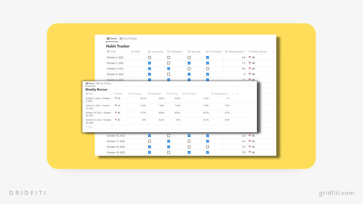 Basic Notion Habit Tracker Template