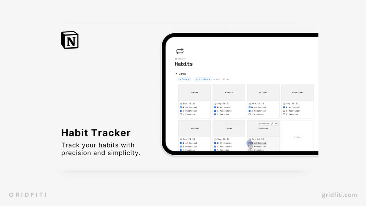 Notion habit tracker template - ratemydenis