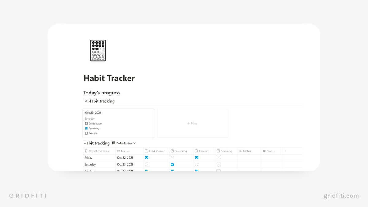 Notion Habit Building Dashboard & Tracker