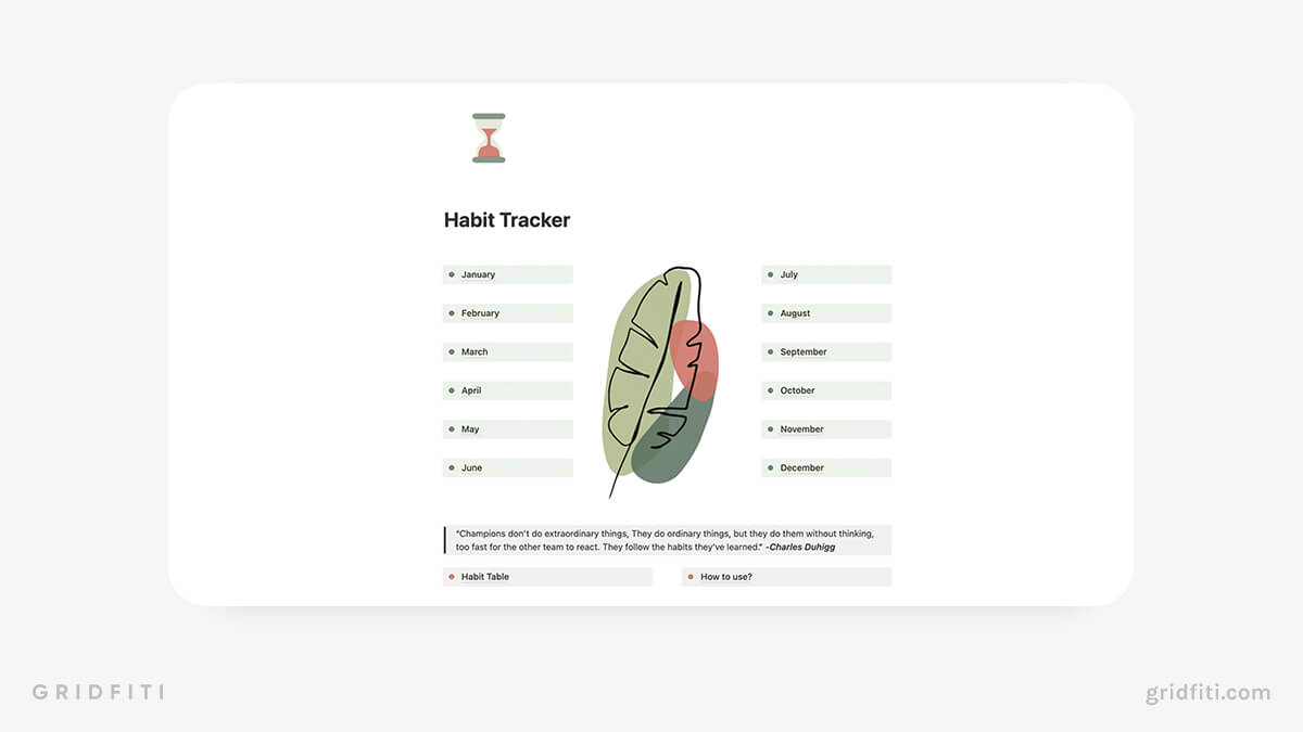 Minimal Aesthetic Notion Habit Tracker