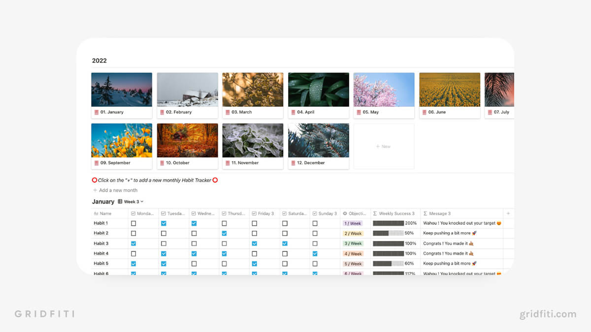 Simple Habit Tracker Notion Dashboard