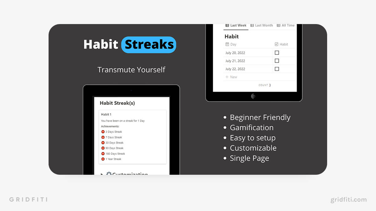 Habit Streak Tracker for Notion