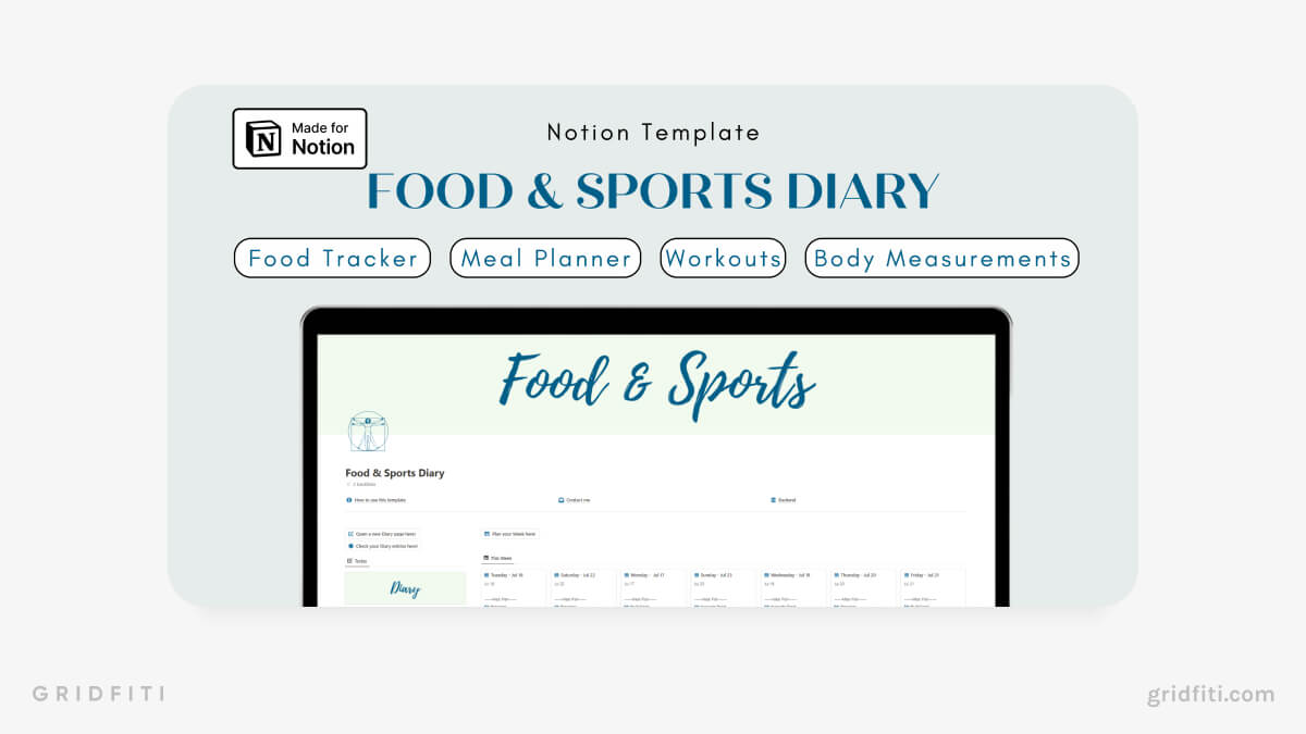 Notion Food & Sports Diary