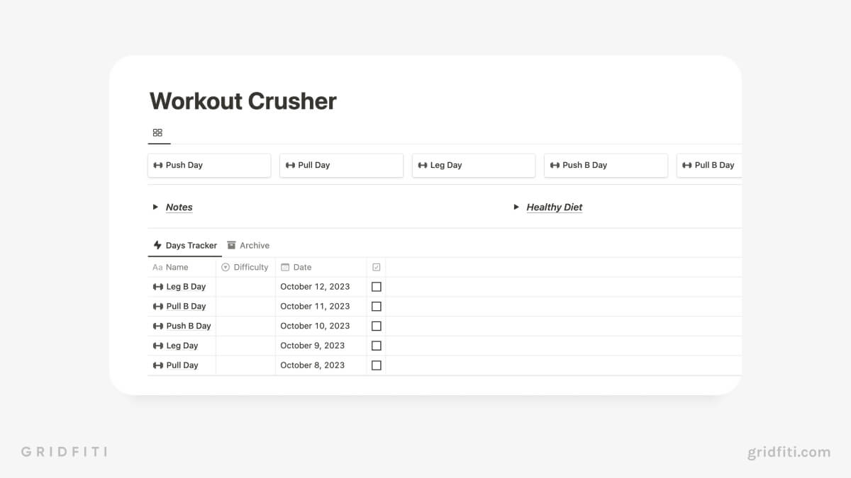 Ultimate Workout Tracker – Notion Template — Notionery