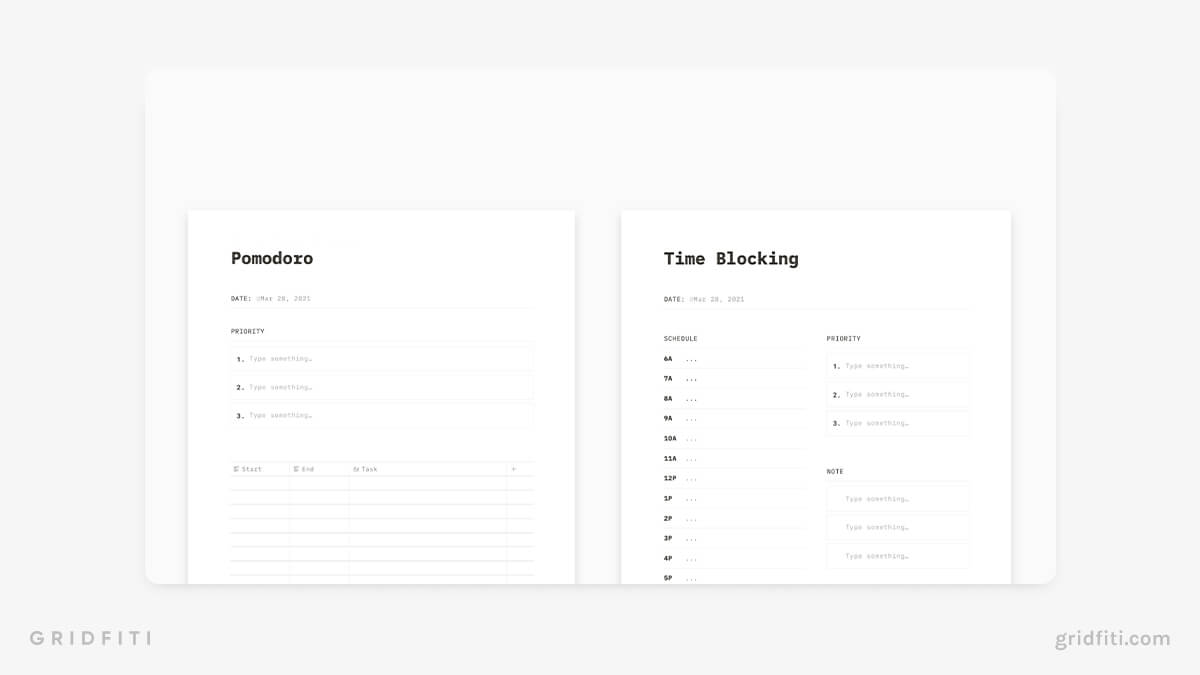 notion daily schedule