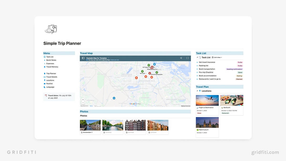 The Best Notion Travel Templates to Plan Your Trip Itinerary Gridfiti