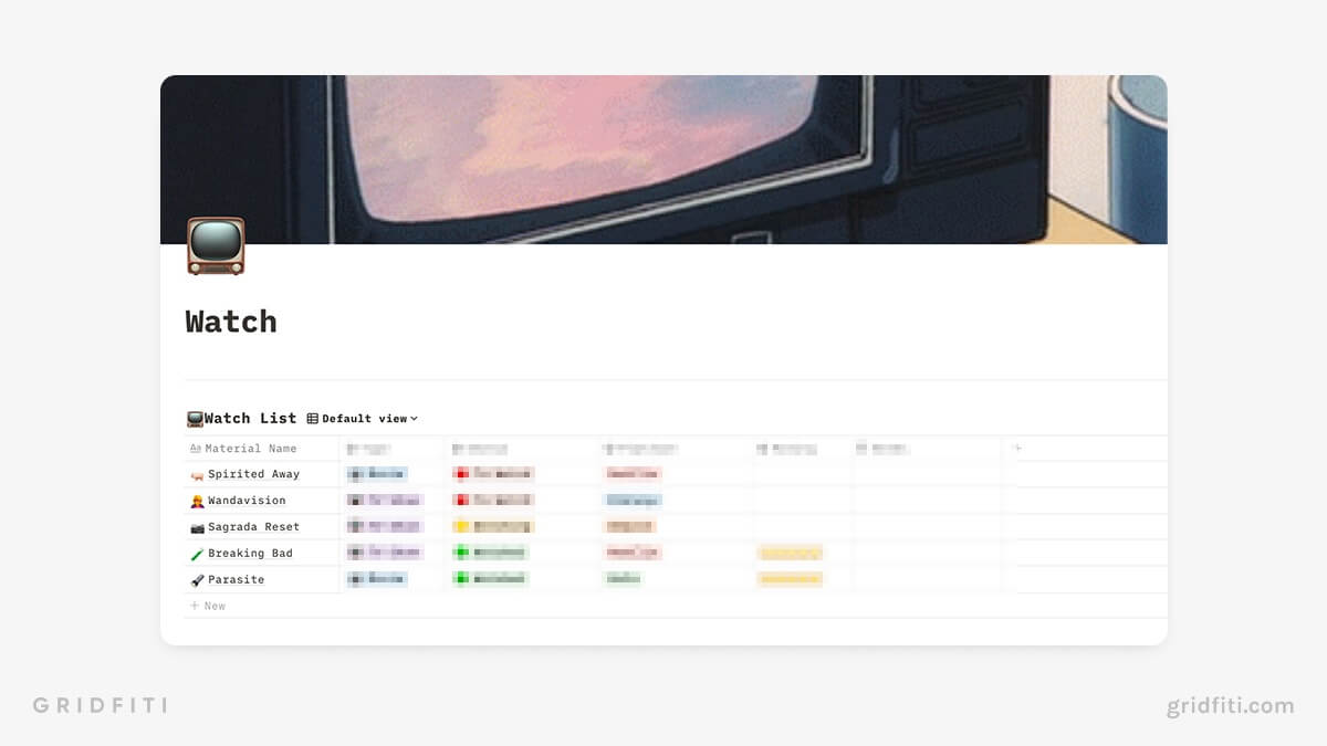 Notion TV & Movie Watch List Template