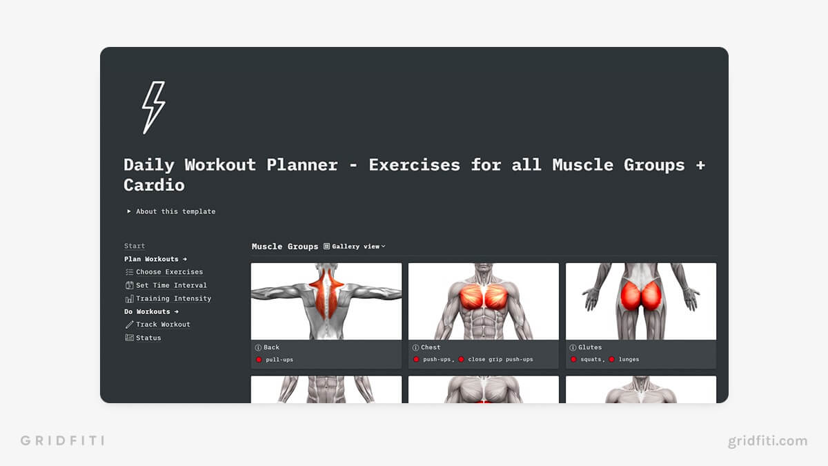 Workout Template Notion