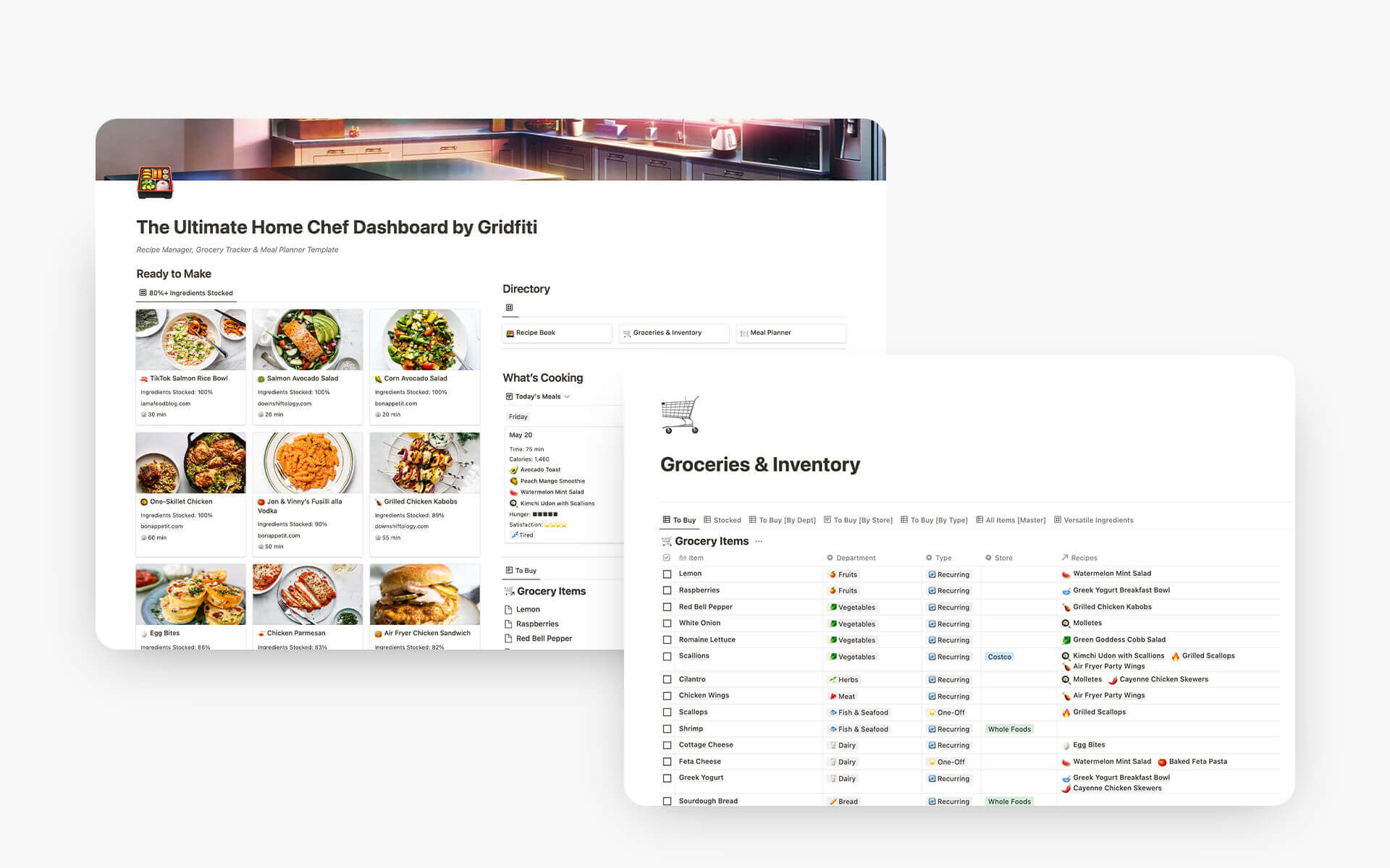 The Ultimate Home Chef Dashboard Notion Template by Gridfiti