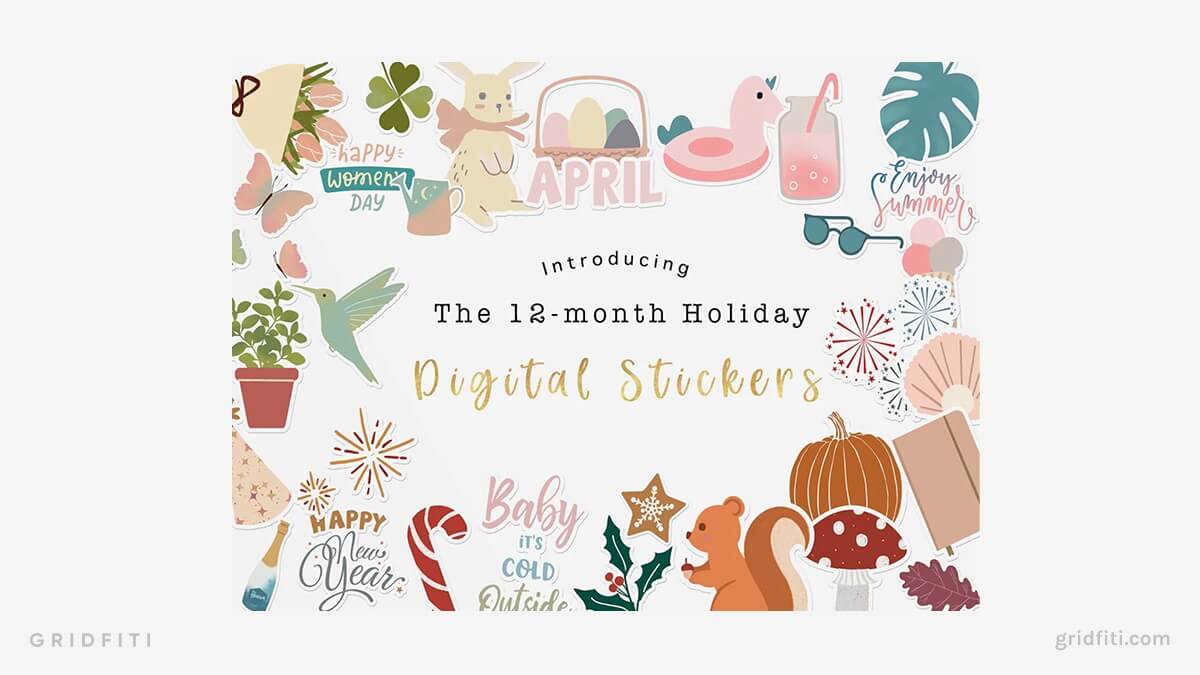 Seasonal Digital Sticker Bundle Goodnotes