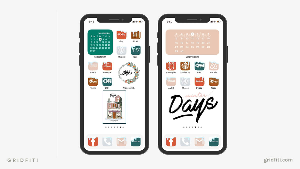 Boho Snowy Winter Aesthetic App Icons