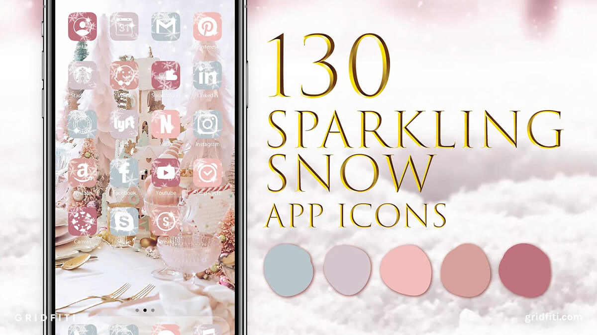 Sparkling Snow Winter-Themed App Icons