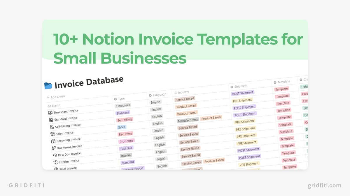 Notion Invoice Template Pack