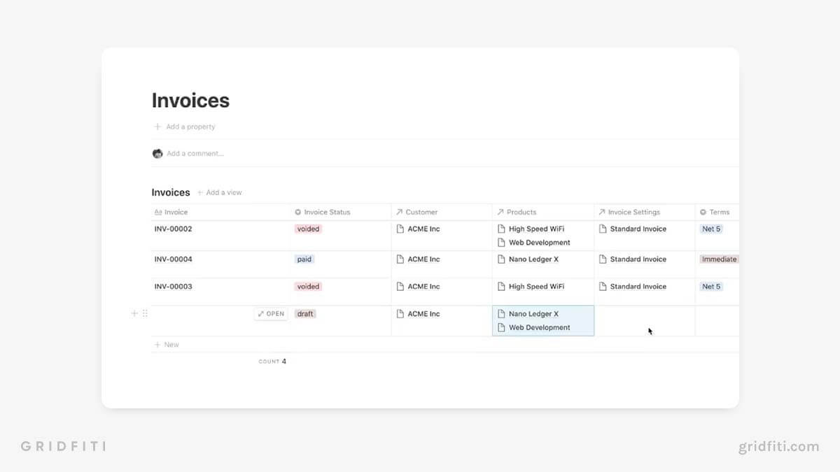 7  Best Notion Invoice Templates Designs to Use Gridfiti