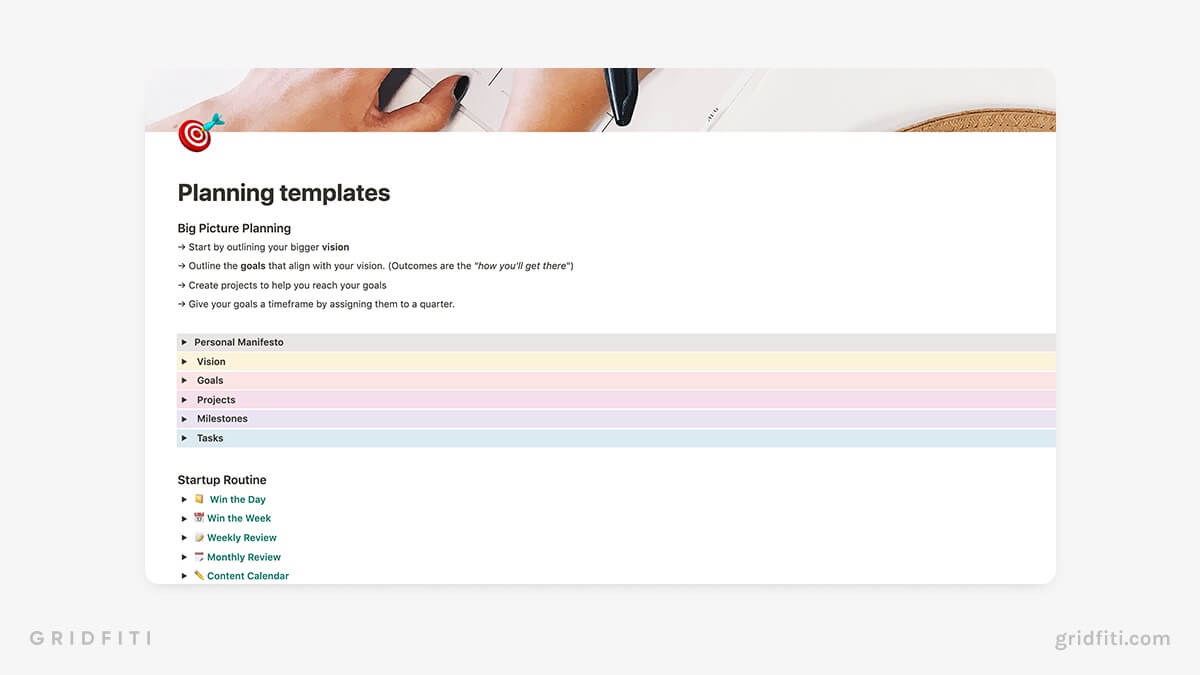 Notion Productivity Planner Templates