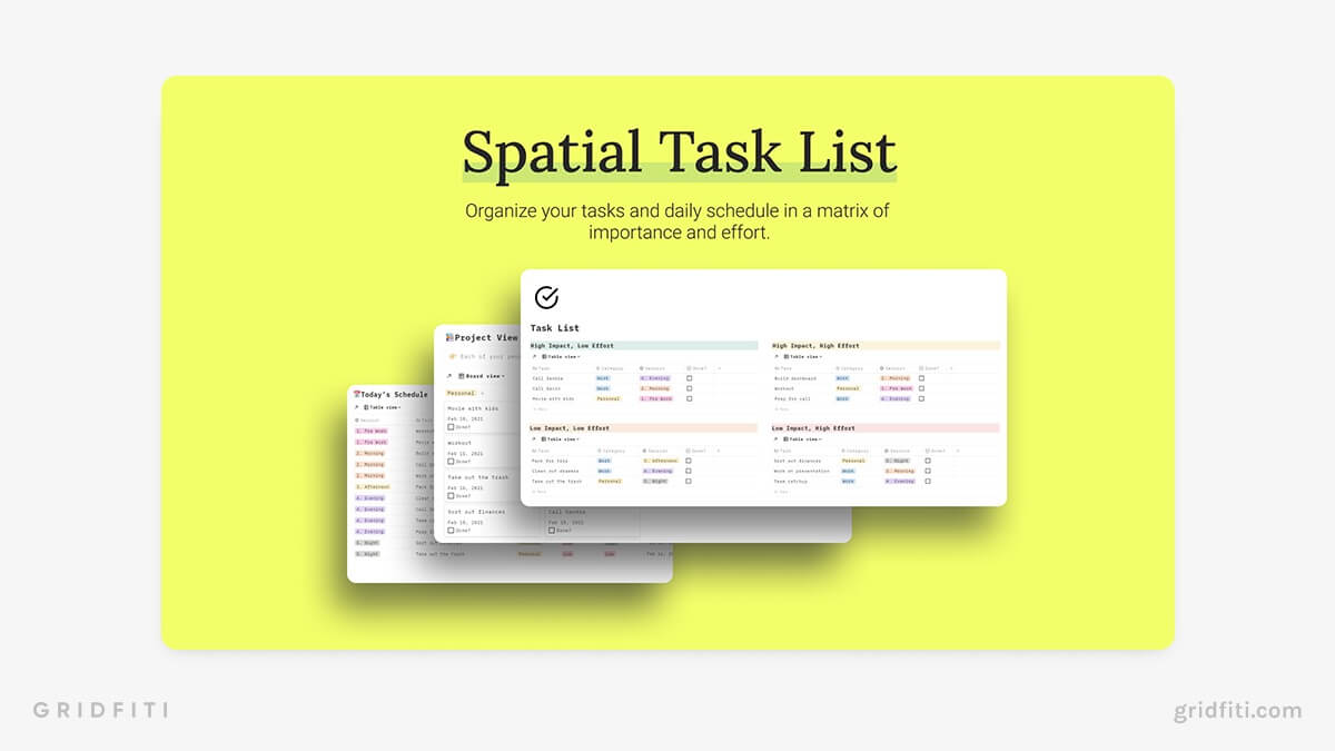 Notion Spatial Task List Template