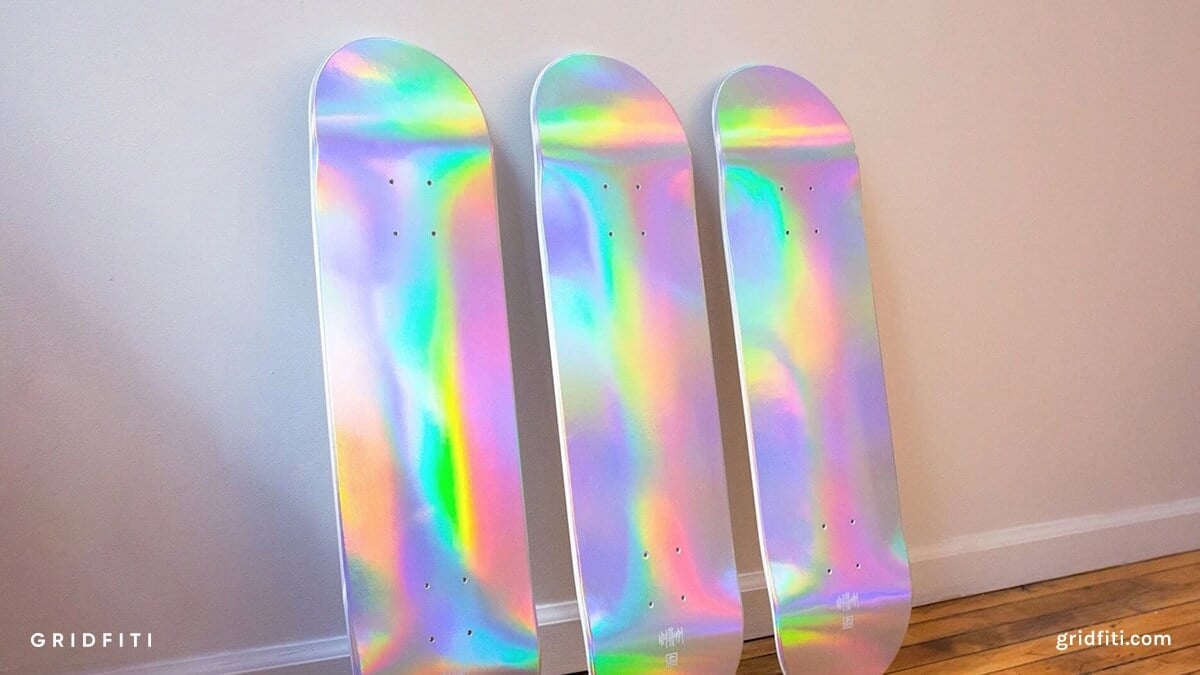 Iridescent & Holographic Skateboard Wall Decor