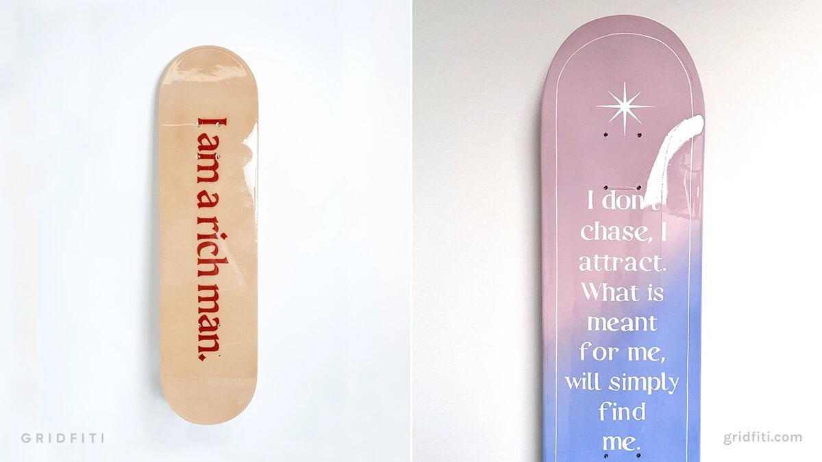 Aesthetic Quotes Skateboard Wall Art