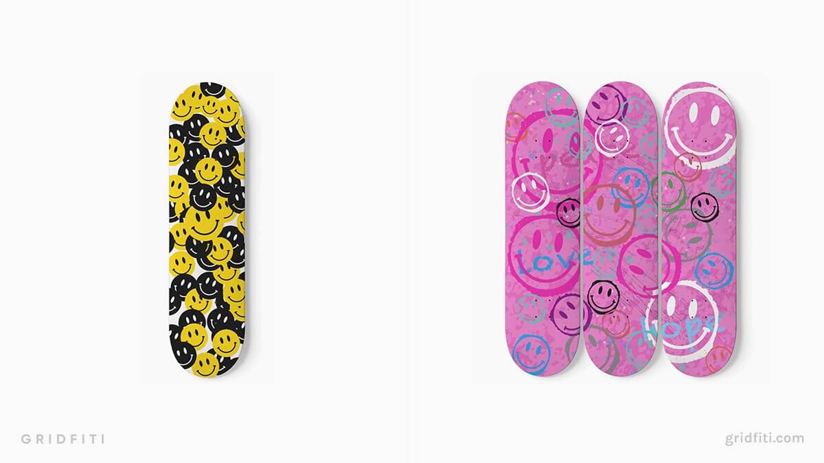 Smiley Face Skateboard Decor