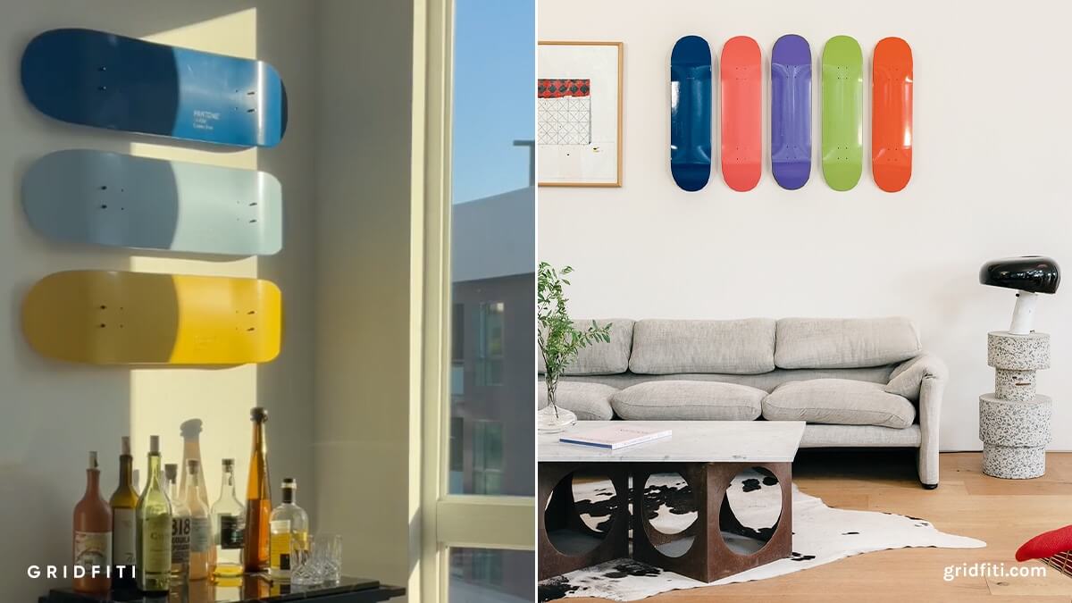 Pantone Colored Skateboard Wall Art Decor