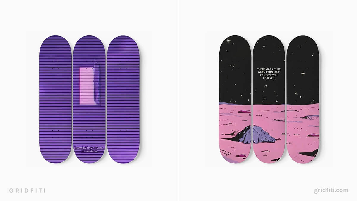 Vaporwave Skateboard Wall Art