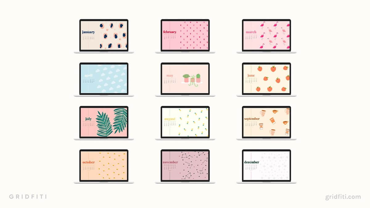 Cute Patterned Desktop Calendar Wallpapers