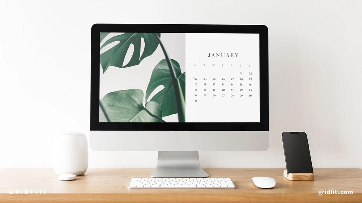 Houseplant Desktop Calendar Wallpaper