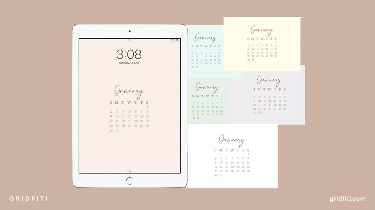 Pastel Aesthetic Calendar Wallpapers for iPad
