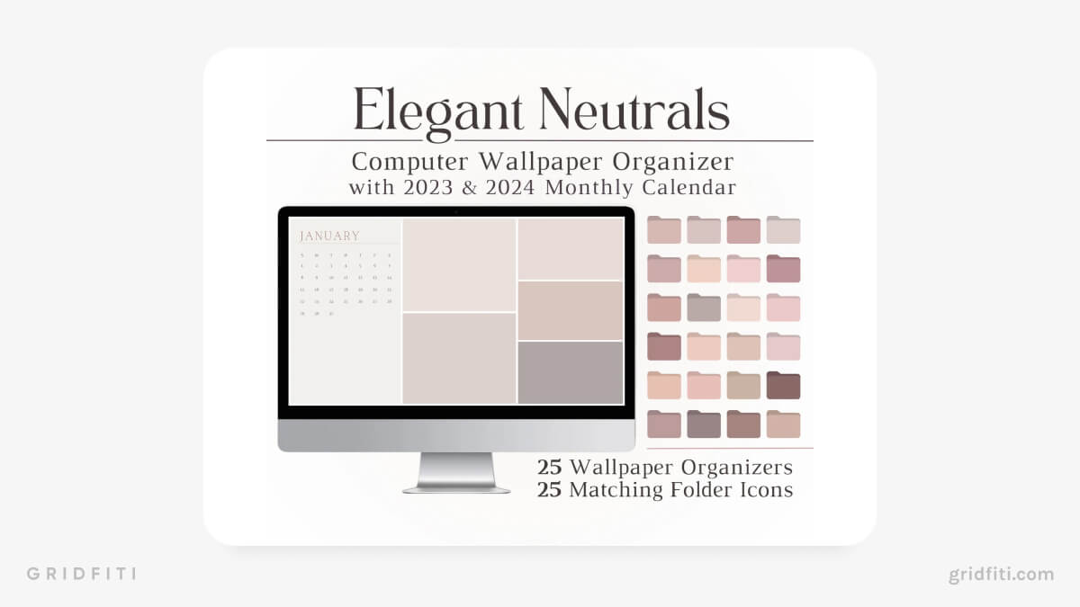 Elegant Neutrals Desktop Wallpaper Organizer