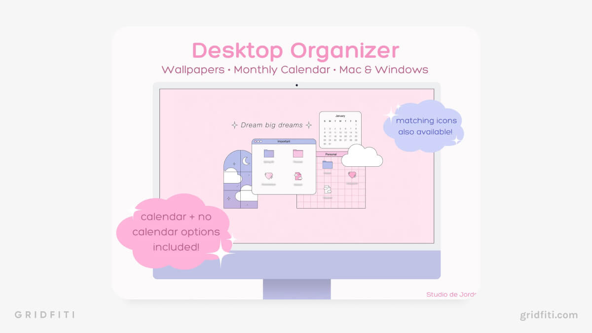 Kawaii Calendar Wallpaper & Desktop Organizer